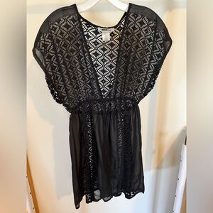 Miken Black Crochet Cover-Up Top